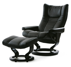 Stressless Wing Recliner & Ottoman by Ekornes